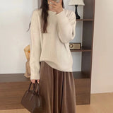 Women Knitted Pullover Autumn and Winter Crew Neck Pullover Sweater Loose Sweater