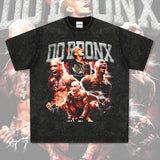 Mens Vintage Boxer T-Shirt Vintage Oliveira Do Bronx Print Short Sleeve T-Shirt Crew Neck Loose
