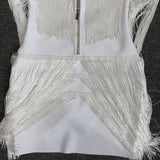 Women Evening Dress Sexy Tassel V-neck Strap Backless Bandage Evening Dress