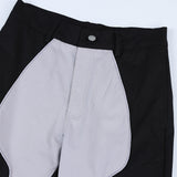 Men Sweatpants Stitching Contrast Color Casual Wide Leg Trousers Loose Flared Pants Sports Pants