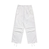 Men Sweatpants Pleated Workwear Casual Pants Double-Layer Mesh Lining Sports Straight Trousers