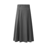Women Long Skirt Pleated Mid-Length Skirt A- Line Skirt Loose Casual Umbrella Skirt