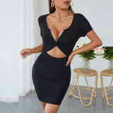 Women Dress Sexy Cutout Sheath Short Sleeve Y2g Dress