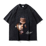 Asap Rocky T Shirts Washed Vintage Hip Hop Short Sleeve Print