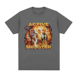 Active Shooter Funny Basketballer Meme Graphic T-shirt Men