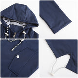 Women's Trench Coat Long-Sleeved Waterproof Mid-Length Trench Coat Women's Hooded Striped Raincoat