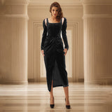 Women Dresses Spring Retro Spaghetti Straps Dress Long Dress (Qymy0409)