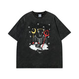 Men T Shirt Summer Devil Cartoon Printed Short Sleeve T-shirt Oversize