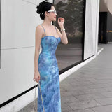 Women Dresses Tie-Dyed Suspenders Dress Element Dress