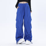 Men Sweatpants Breathable Quick-Drying Mesh Exercise Casual Pants Pleated Stitching Draping Effect Wide-Leg Pants