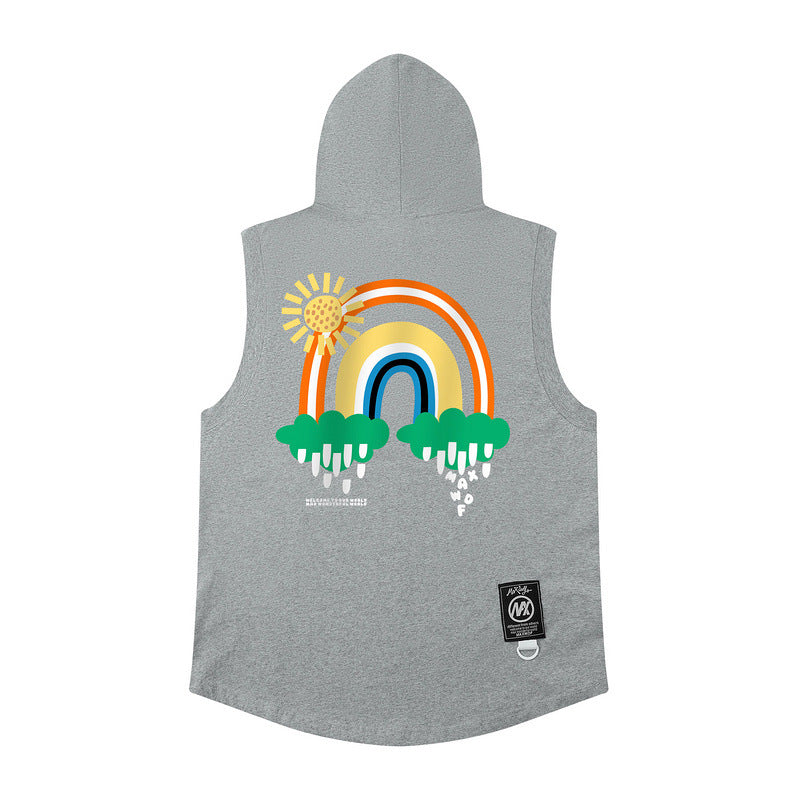 Men Vest Hooded Vest Spring/Summer Loose Sleeveless T-shirt