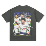 Men Vintage Football T-Shirt Vintage Hueng-Min Son Printed Short Sleeve T-Shirt Versatile Crew Neck