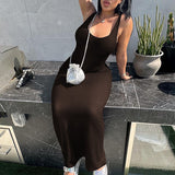 Women Dresses Summer Sexy U Collar Slim Fit Vest Dress
