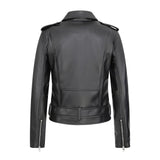 Women Leather Jacket Spring Solid Color Polo Collar Leather Coat