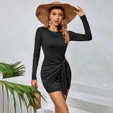 Women Dress Slim-Fit Long-Sleeved Hip Skirt Dress