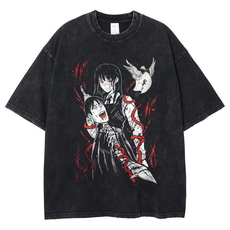 Men's T-shirts Vintage Baggy Tee Cotton Loose Short Sleeves