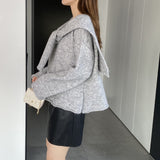 Women Knitted Two-Piece Set Jia Woven Long Sleeve round Neck Shawl Two-Piece Sweater