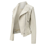 Red Leather Jacket Pu Lapel Women's Slim-Fit Leather Coat Short Jacket