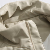 Unisex Winter Cotton Coat Stand-up Collar Cotton-Padded Clothes Vintage PU Leather Cotton-Padded Jacket