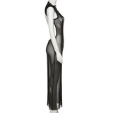 Women Dresses Spring and Summer Sexy Sleeveless Backless Slim Fit Dress (Bla0420)