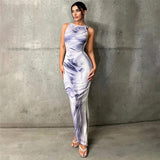 Women Dresses Autumn and Winter 3D Printed Sleeveless Slim Fit Pullover Dress (Bla0420)