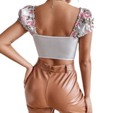 Women Party Tops Autumn Sexy Backless Embroidered Top Vest