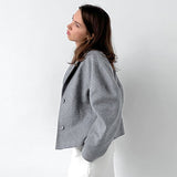 Women Trench Coat Puff Sleeve Short Woolen Blazer 2 Autumn and Winter