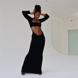Women Dresses Autumn Sexy Hollow-out Long Dress (Bla0420)