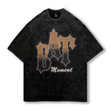 Men T Shirt Vintage Cartoon Print Distressed Half Sleeve T-shirt