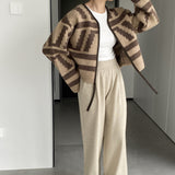 Women Cardigan Sweater Autumn Top Long Sleeve Coat Retro Top 2t3213