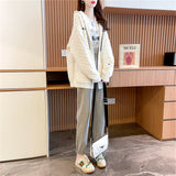 Women Knitwear Fall Winter Hooded Zipper Sweater Coat Knitted Cardigan