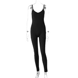 Women Jumpsuit Spring V-neck Backless Slim Fit Jumpsuit