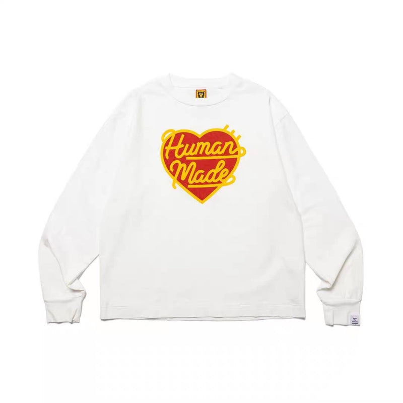 Men T-shirts human made love round neck long sleeve T-shirt