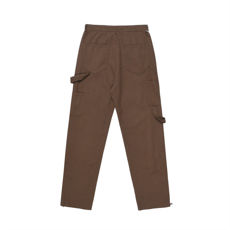 Men Sweatpants Zipper Split Casual Trousers Straight Pants