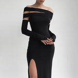 Women Dresses Autumn Sexy Hollow-out Split Dress