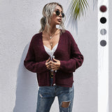 Women Knitted Sweater Mori Style Solid Color Dots Long Sleeve Sweater Coat