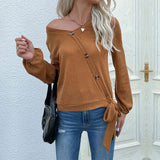 Women Knitted Sweater Autumn Button Decorations