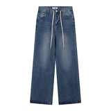 Women Pants Washed Straight Jeans Trousers