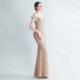 Harlem Nights Outfits Velvet High-Density Sequined Fishtail Evening Dress