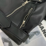 Women Leather Jacket Autumn Zipper Black PU Leather Long Sleeve Jacket Motorcycle Jacket