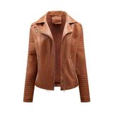 Red Leather Jacket Short Spring and Autumn Leather Slim Lapel Motorcycle Clothing