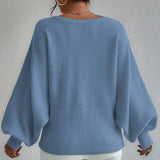 Women Knitted Sweater Loose Pullover Knitting Sweater Lantern Sleeve Sweater