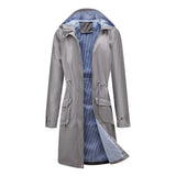 Women's Trench Coat Autumn Long Casual Trench Coat Women's Waterproof Hooded Straight Coat