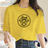 Luxury Brand Fashion letter H Surrey Printed Crew Neck