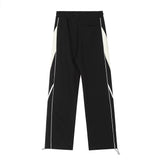 Men Sweatpants Color Contrast Patchwork Straight Casual Pants Sports Wide Legs Trousers