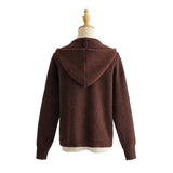 Women Sweater Knitwear Double Zipper Lapel Sweaters Cardigan Polo Collar Turtleneck Sweater Coat