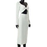 Women Dresses Fall Hollow Backless Dress (Bla0420)