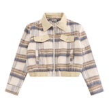 Women Jacket Plaid Coat Women's PU Leather Lapel Zipper Cardigan Jacket