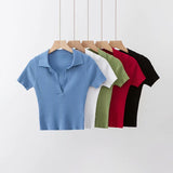 Women Sweater Knitwear Summer Polo Collar Knitted Top