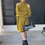 Women Knitted Two-Piece Set Autumn and Winter Turtleneck Sweater 5t5156